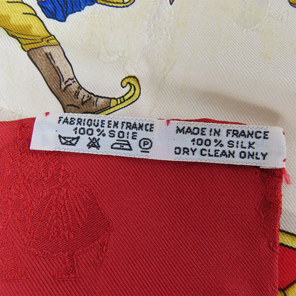 Hermes Scarf Silk Red Joies D'Hiver Carre90 Women