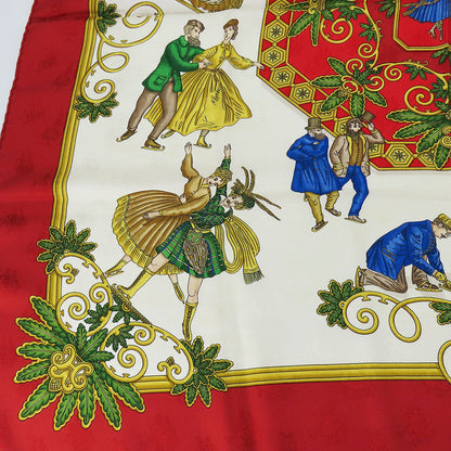 Hermes Scarf Silk Red Joies D'Hiver Carre90 Women