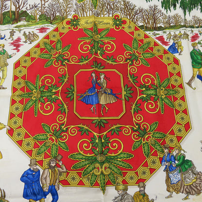 Hermes Scarf Silk Red Joies D'Hiver Carre90 Women