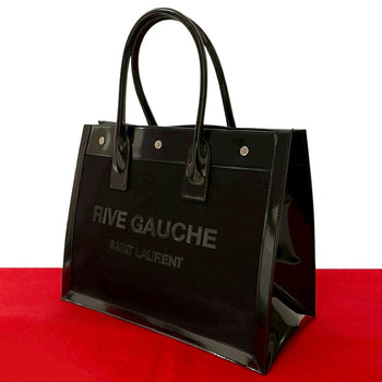 Yves Saint Laurent Tote Bag Patent Leather Black Rive Gauche Tote Bag