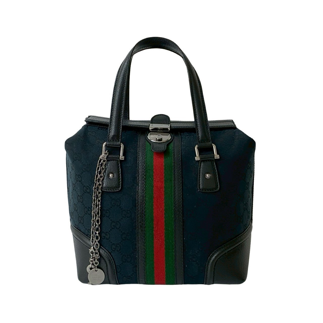 Gucci Handbag Leather Black Sherry Line