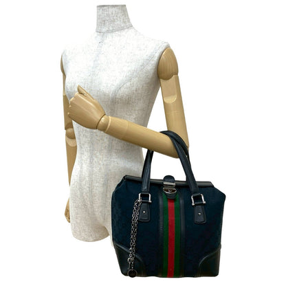 Gucci Handbag Leather Black Sherry Line