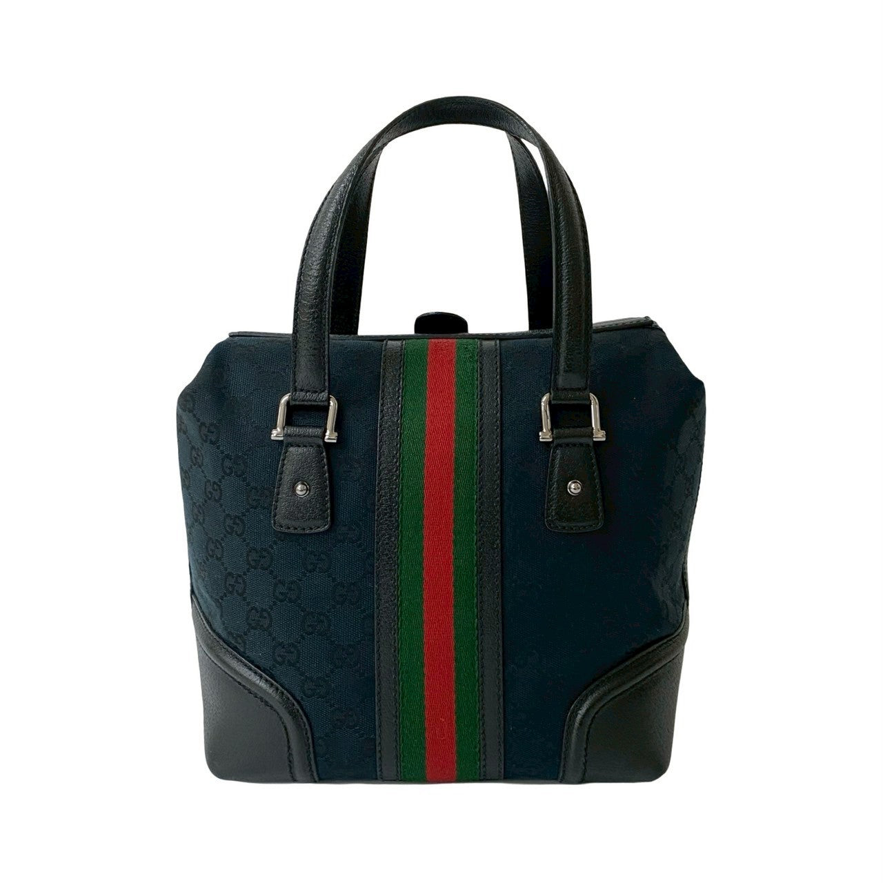 Gucci Handbag Leather Black Sherry Line