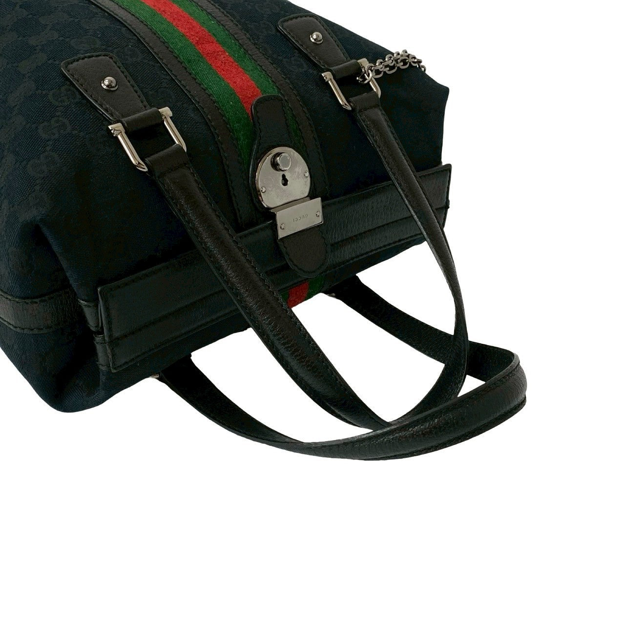Gucci Handbag Leather Black Sherry Line