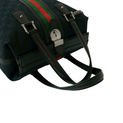 Gucci Handbag Leather Black Sherry Line