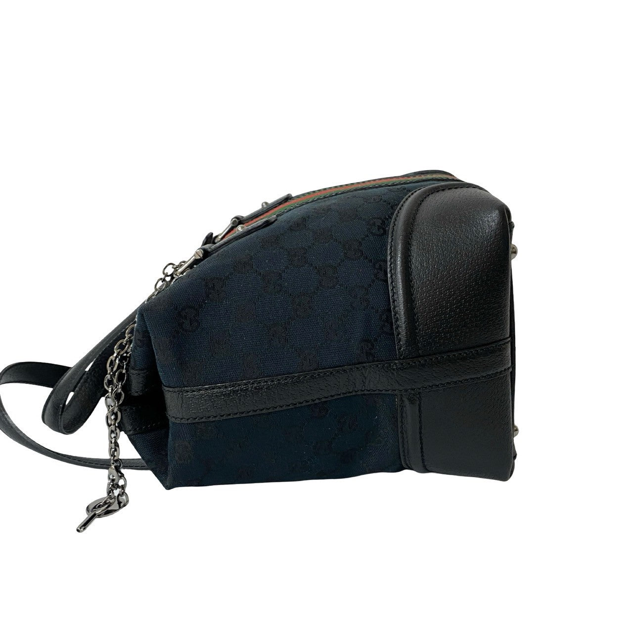 Gucci Handbag Leather Black Sherry Line