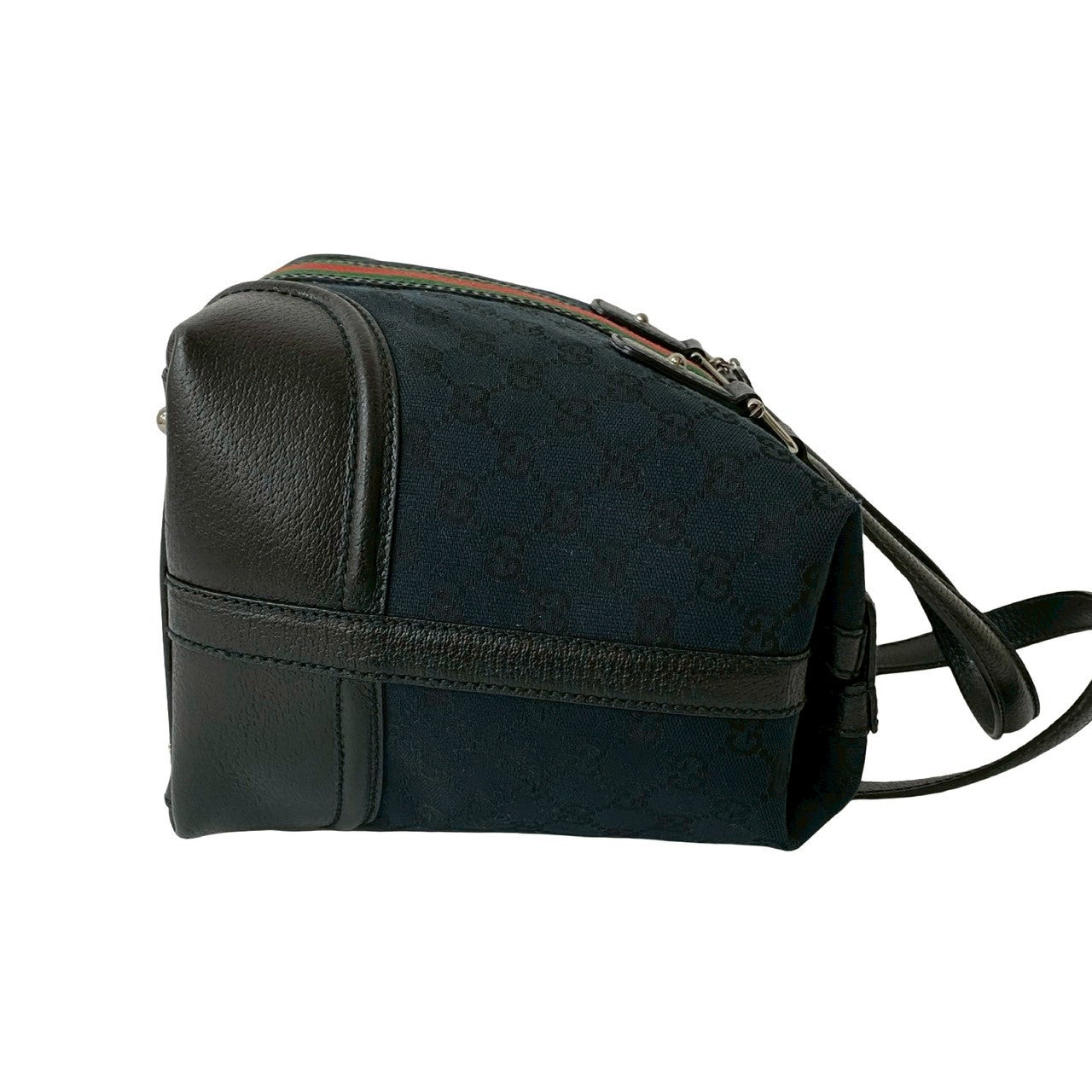 Gucci Handbag Leather Black Sherry Line