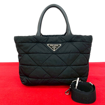 Prada Shoulder Bag Nylon Black Re-Nylon Small Padded Tote