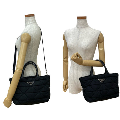 Prada Shoulder Bag Nylon Black Re-Nylon Small Padded Tote