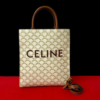 Celine Shoulder Bag Leather White Bar Tikal Kaba Small