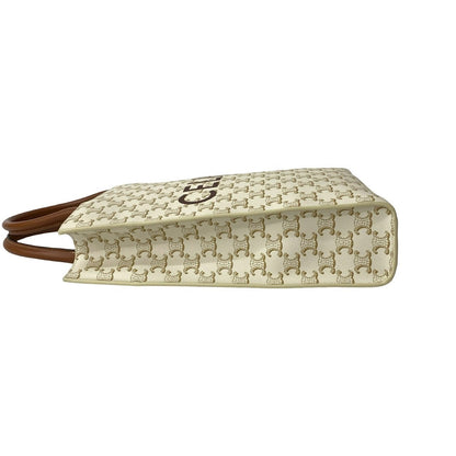 Celine Shoulder Bag Leather White Bar Tikal Kaba Small