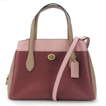 Coach Handbag 5208 Leather Wine-Red Women