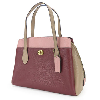Coach Handbag 5208 Leather Wine-Red Women