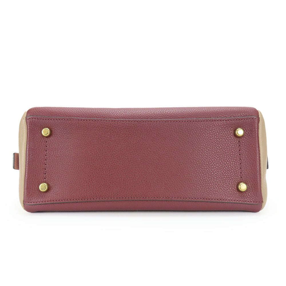 Coach Handbag 5208 Leather Wine-Red Women