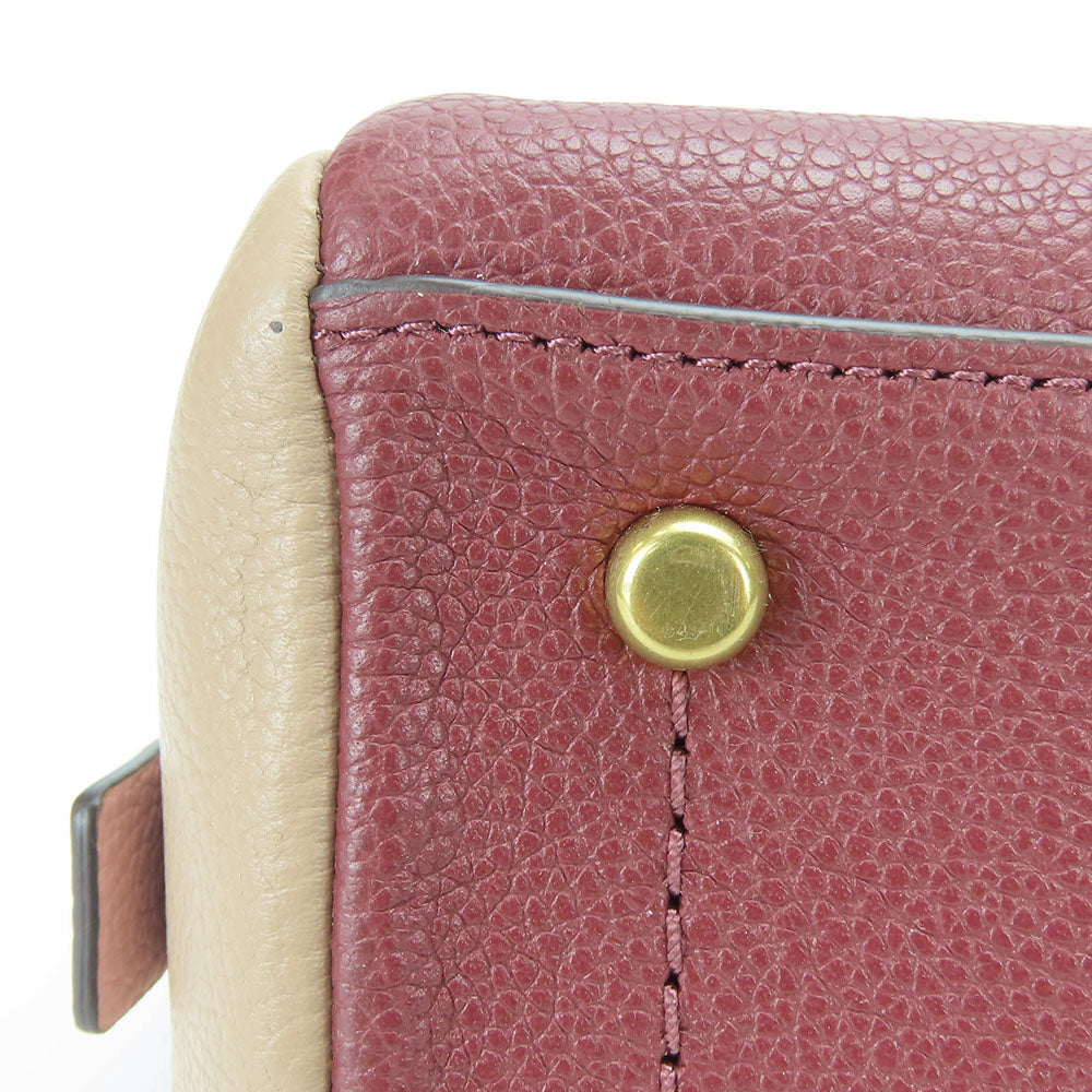 Coach Handbag 5208 Leather Wine-Red Women