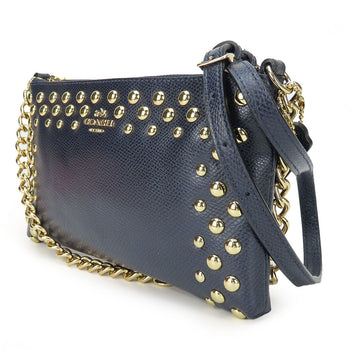 Coach Shoulder Bag F53140 Leather Navy Studs Women