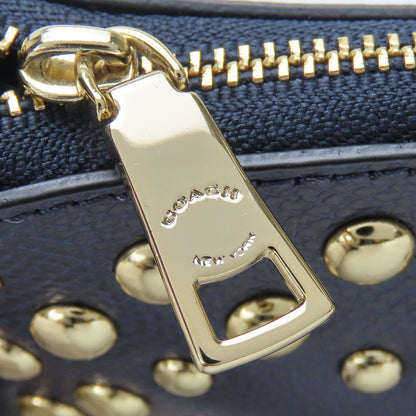 Coach Shoulder Bag F53140 Leather Navy Studs Women