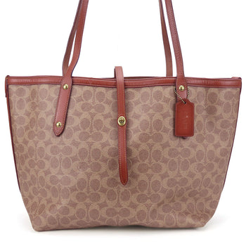 Coach Tote Bag 32714 Leather, Pvc Beige Women