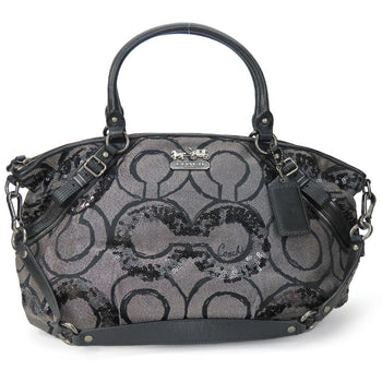 Coach Handbag 15940 Canvas, Leather, Sequins Black Op Art Madison Women