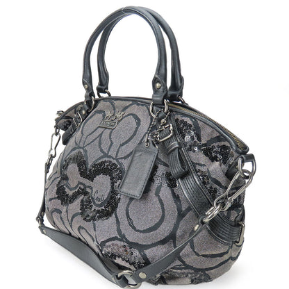 Coach Handbag 15940 Canvas, Leather, Sequins Black Op Art Madison Women