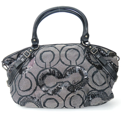 Coach Handbag 15940 Canvas, Leather, Sequins Black Op Art Madison Women