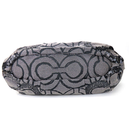 Coach Handbag 15940 Canvas, Leather, Sequins Black Op Art Madison Women