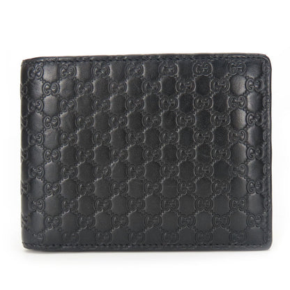 Gucci Bifold Wallet 333042 Sima Leather Black Micro Gg Mens
