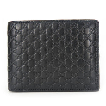 Gucci Bifold Wallet 333042 Sima Leather Black Micro Gg Mens