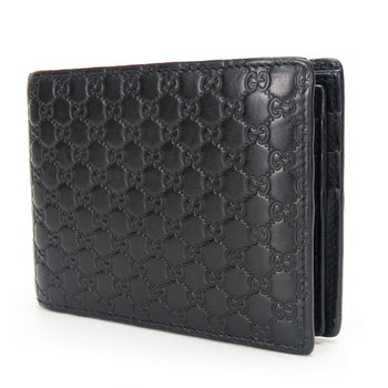 Gucci Bifold Wallet 333042 Sima Leather Black Micro Gg Mens