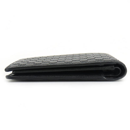Gucci Bifold Wallet 333042 Sima Leather Black Micro Gg Mens