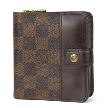 Louis Vuitton Bifold Wallet N61668 Damier Brown Compact Zip Women