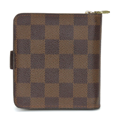 Louis Vuitton Bifold Wallet N61668 Damier Brown Compact Zip Women