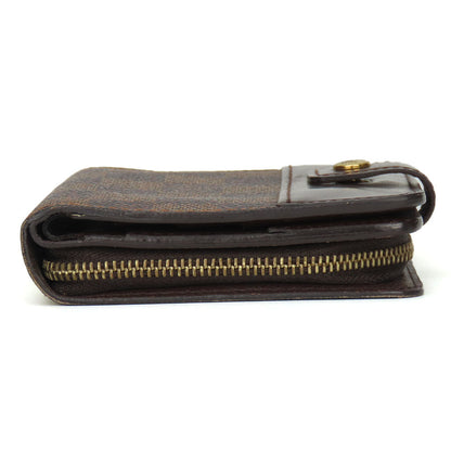 Louis Vuitton Bifold Wallet N61668 Damier Brown Compact Zip Women