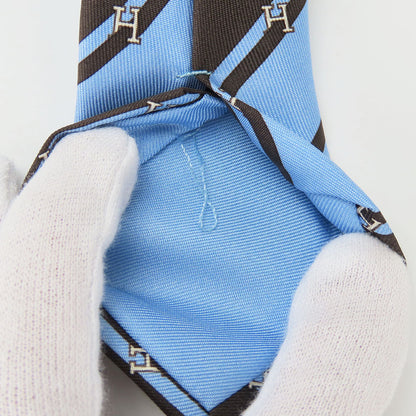 Hermes Tie Silk Blue Type Mens