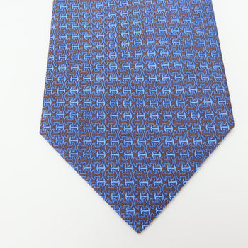 Hermes Tie Silk Blue Mens
