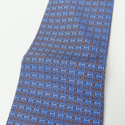 Hermes Tie Silk Blue Mens