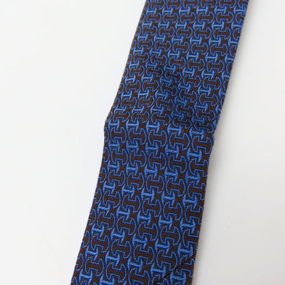 Hermes Tie Silk Blue Mens