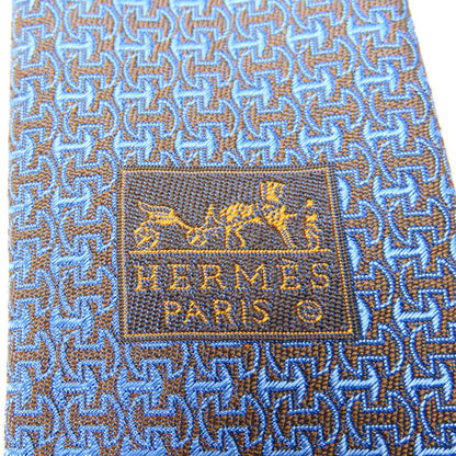 Hermes Tie Silk Blue Mens