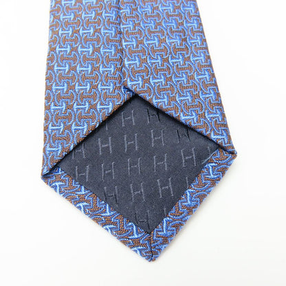 Hermes Tie Silk Blue Mens