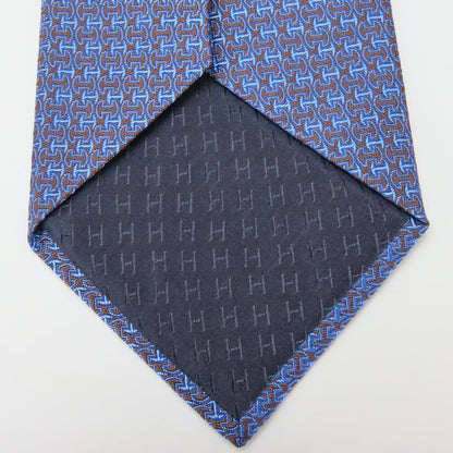 Hermes Tie Silk Blue Mens