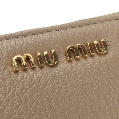 Miumiu Long Wallet Purse 5M0506 Leather Beige Zip Around Women