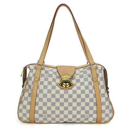 Louis Vuitton Tote Bag N42220 Damier Azur, Tanned Leather White Stresa Pm Women