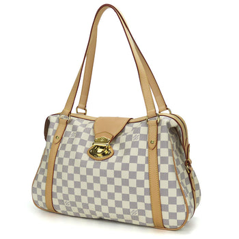Louis Vuitton Tote Bag N42220 Damier Azur, Tanned Leather White Stresa Pm Women