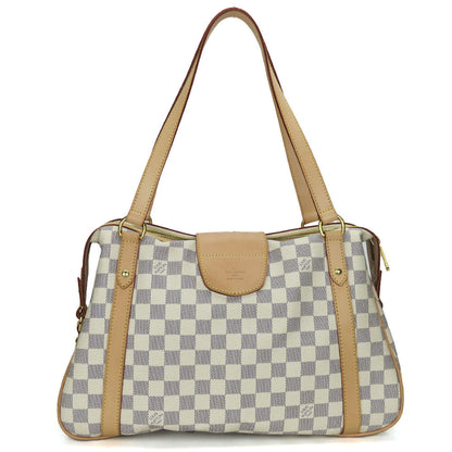 Louis Vuitton Tote Bag N42220 Damier Azur, Tanned Leather White Stresa Pm Women