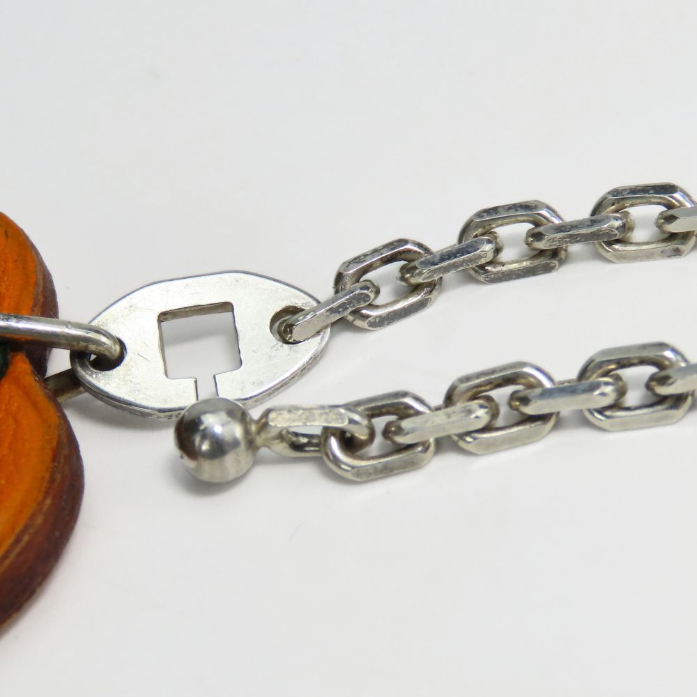 Hermes Bag Charm Leather, Silver925 Orange Women