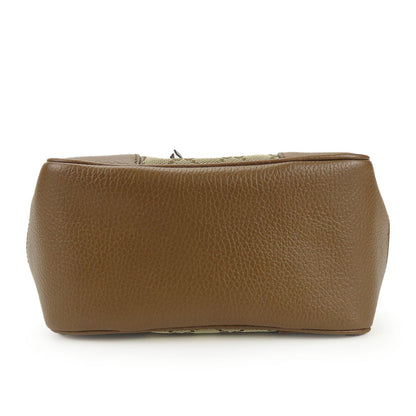 Gucci Handbag 449241 Leather, Gg Canvas Brown Women