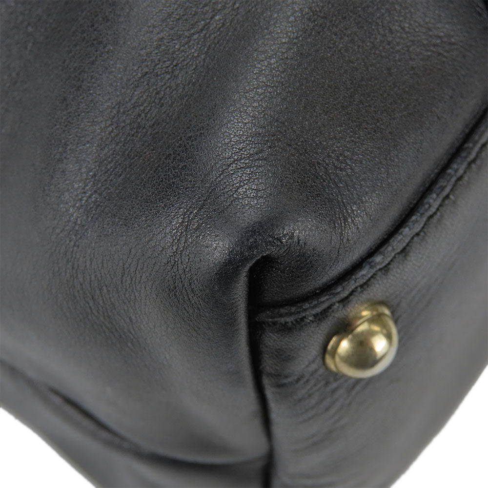 Gucci Tote Bag 162094 Leather Black Newbrit Double G Women