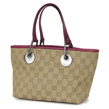 Gucci Handbag 120844 Gg Canvas, Leather Beige Women