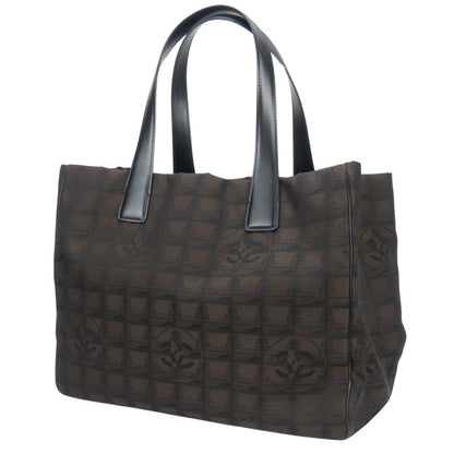 Chanel Tote Bag Jacquard Nylon Marron New Travel Line Mm Women