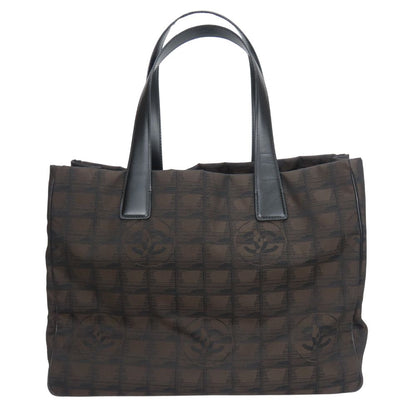 Chanel Tote Bag Jacquard Nylon Marron New Travel Line Mm Women